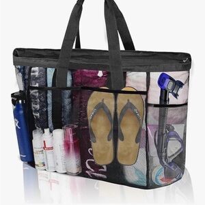 Extra Large Mesh Beach Tote with Pockets